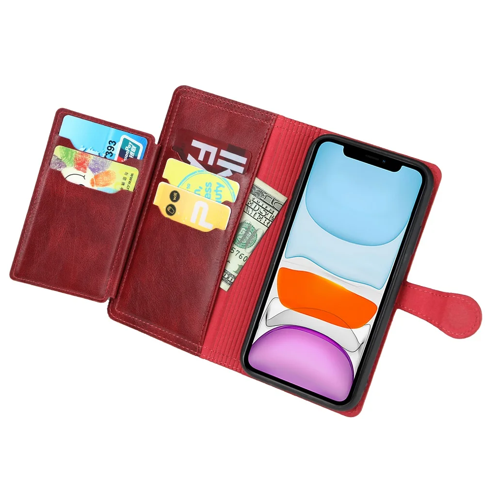 Чехол Kiss, кожаный чехол для телефона, кошелек для iPhone 11, чехол s на молнии, чехол для телефона iPhone 7, 8 plus, X, XS, XR, чехол для телефона - Цвет: Red