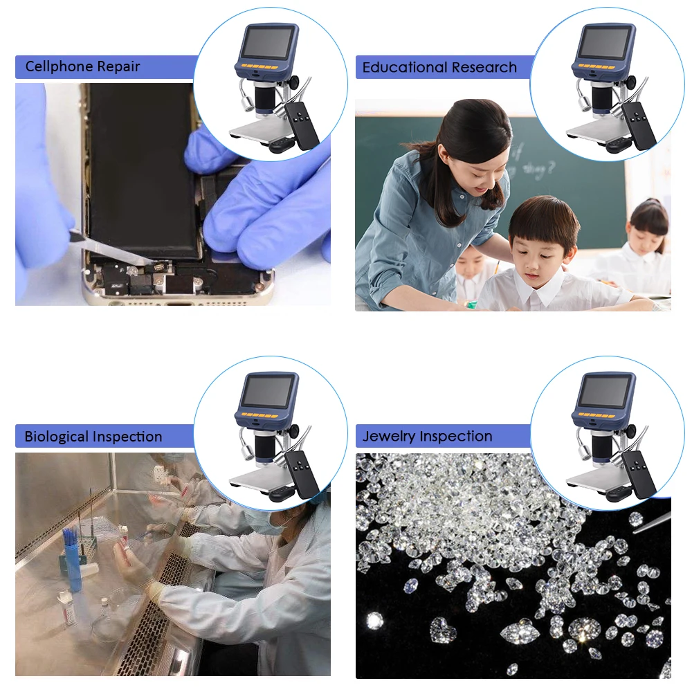 AD106S/AD106 настольный мини-микроскоп 220X увеличение USB цифровой микроскоп 4,3 дюйма с светодиодный подсветкой для ремонта пайки