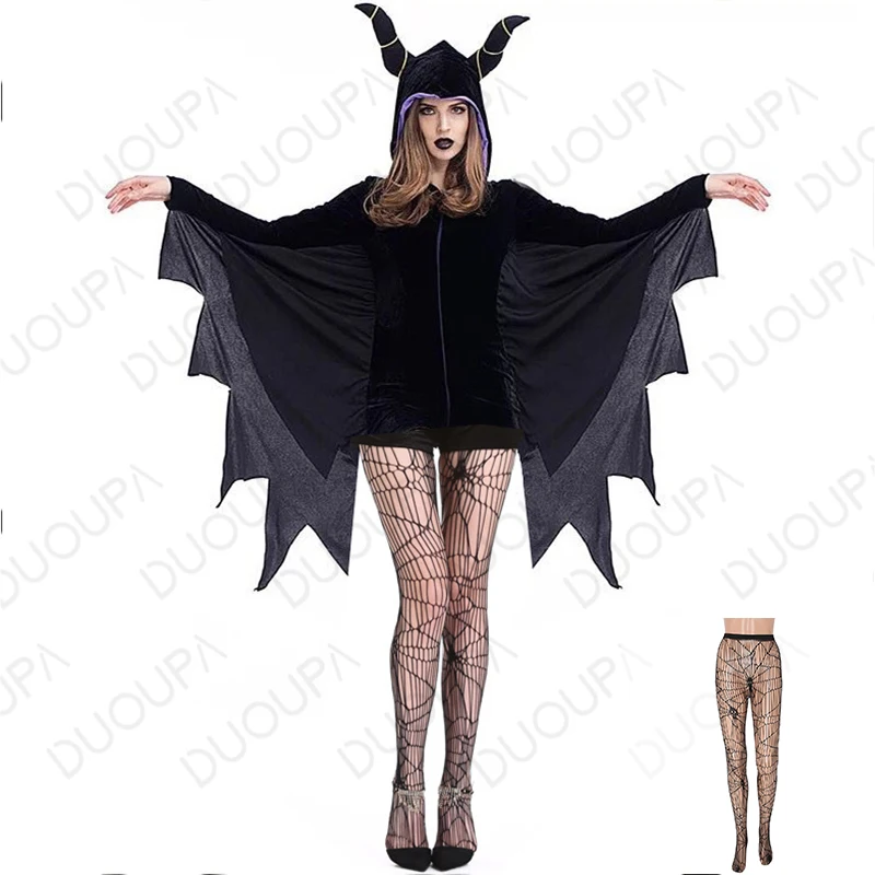 

4XL Plus-sized European and American Halloween Bat Witch Costume Adult Female Cosplay Play Bat Uniform