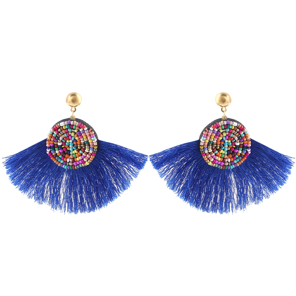 E57492018 Fashion Red Long Tassel Drop Earrings Vintage Ethnic Fringed Dangle Earrings Women Jewelry Bohemian Ear Drop Brincos CS27