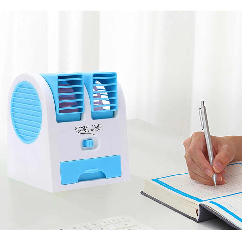 

Portable Mini Air Cooler Fan Desktop Space Cooler USB Rechargeable Two-way Mouth Adjustable Tuyere For Office Home