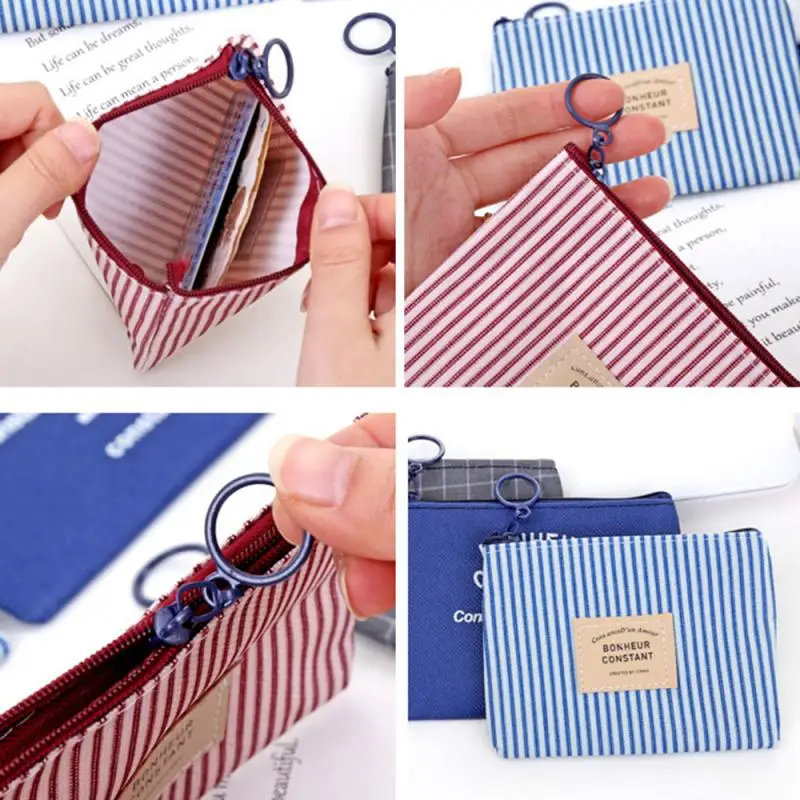 New Fashion Canvas Wallet Women Card Holder Key Mini Wallet Canvas Bag Zipper Coin Purse Card Holder Storage Bag For Kid