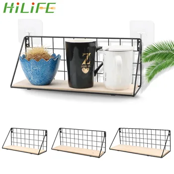 

HILIFE Mesh Wire Metal Wall Shelf Multifunction Iron Frame Hanging Rack Storage Holder Wall Display Storage Box Basket