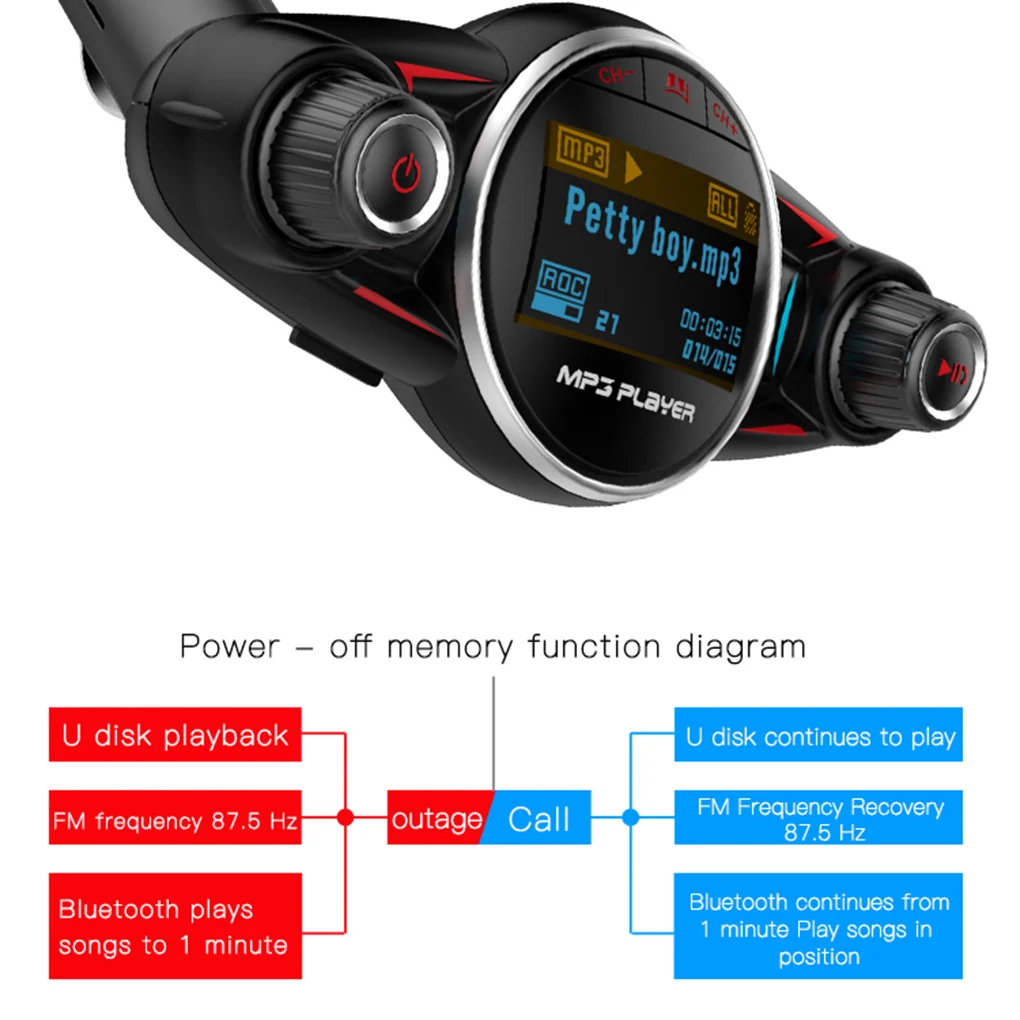 ACCNIC Bluetooth беспроводной Автомобильный Mp3 плеер Handsfree fm-передатчик AUX аудио USB зарядное устройство ЖК-дисплей Автомобильный fm-модулятор