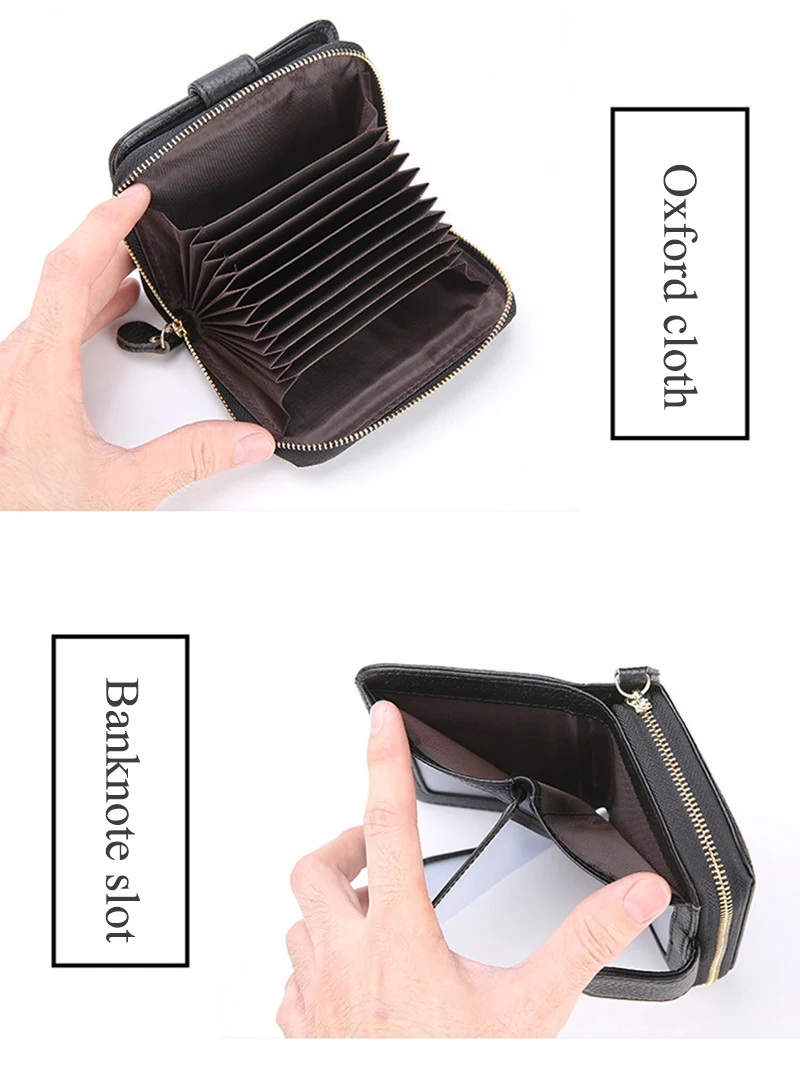RFID сумочки Для женщин из натуральной кожи; большой Ёмкость отделением для монет на молнии, короткие женские кошельки мульти-держателей карт Мода Повседневное