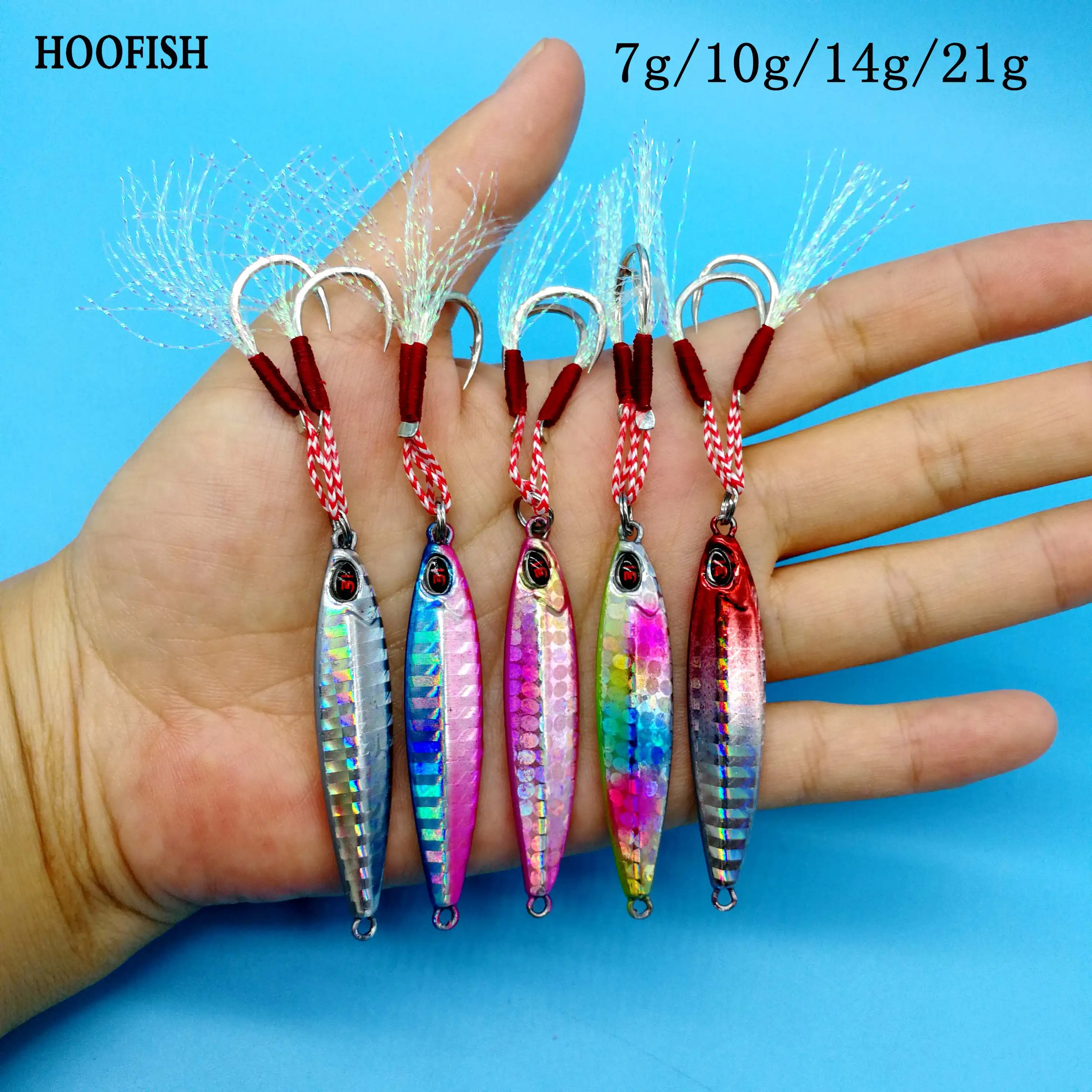 HOOFISH 3 шт./лот металлический джиг Приманка 7 г/10 г/14 г/21 г 5 цветов микроджигггинг