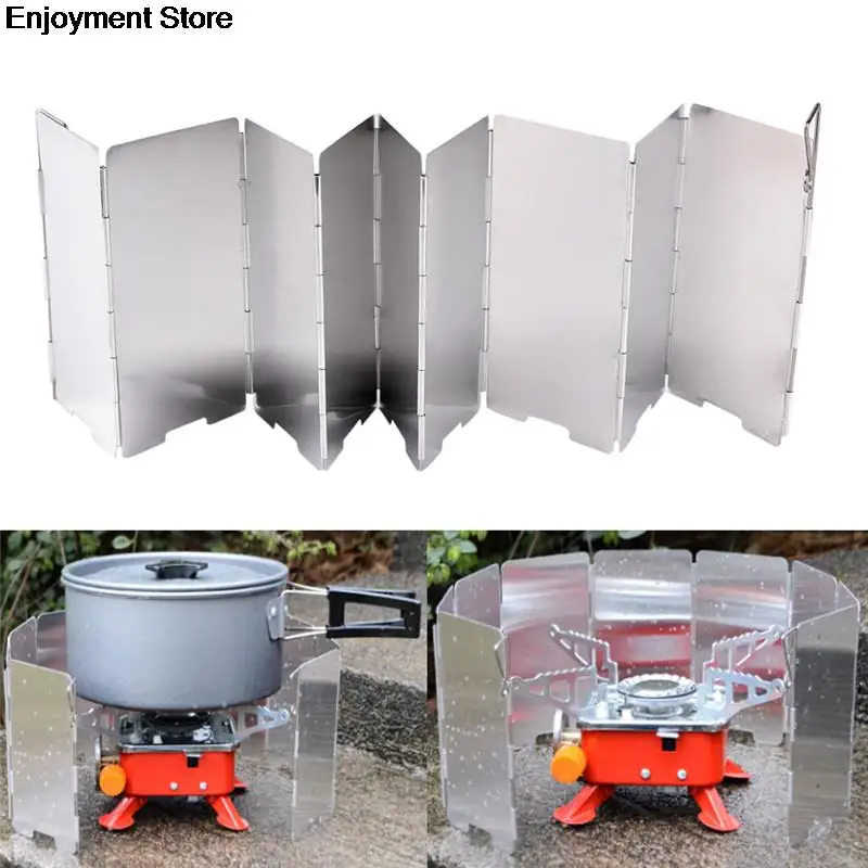 Foldable Gas Stove Windshield 9 Plates Outdoor Camping Cooking Burner