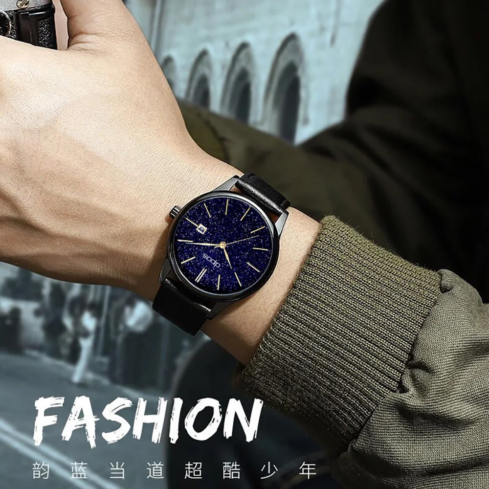 

Relogio Masculino Leather Men Watch 2019 Black Gold Fashion Casual Luxury Waterproof Men Sports Wrist Watch Quartz Wristwatch