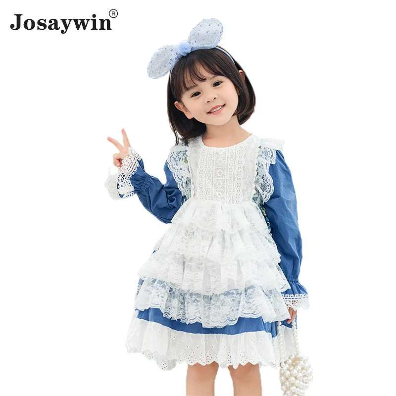 

Kids Dress for Girls Baby Autumn Winter Lolita Girl kawaii Cute Wedding Dress Girl Long Sleeve Lace Princess Party Vestidos
