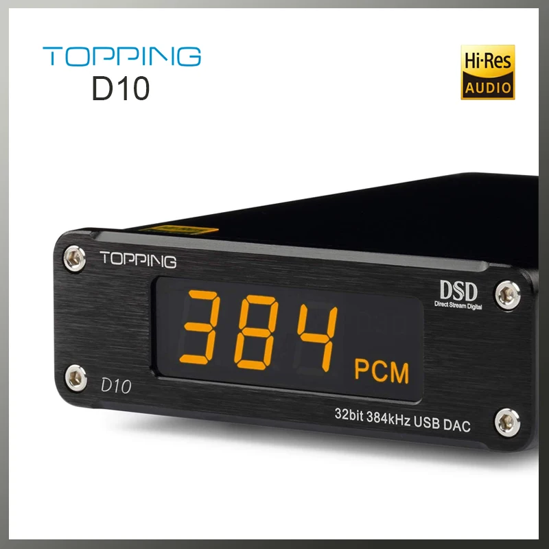 

TOPPING D10 Decoder DSD256 ES9018K2M XMOS PCM384 USB DAC Audio Decoder