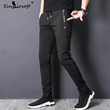 

Men's Drawstring Waist Casual Full-Length Small Feet Joggers Pants Streetwear Letter Sport Pant Slim Versatile Trousers Homme