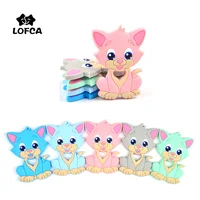 LOFCA 1pcs Baby Teether Silicone Beads BPA Free Food Grade Silicone Animal Shape Pendant Baby Pacifier Chain Teething Toy 2