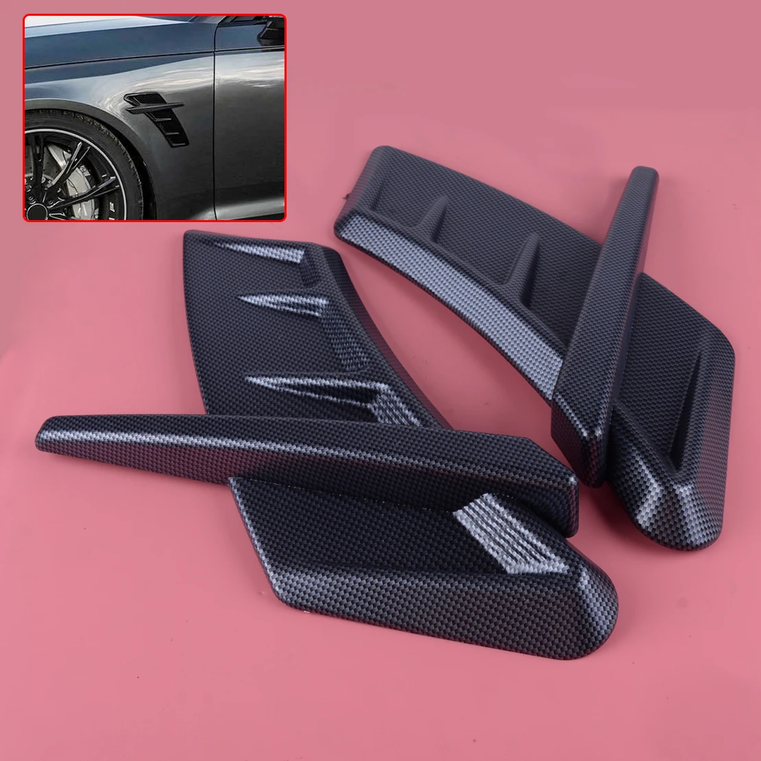 

DWCX 2pcs ABS Air Vent Hood Intake Side Fender Trim Stickers Fit For Audi A3 A4 A5 A6 S3 S4 S5 S6 S7 S8 Q2 Q3 Q5 Q7 TT