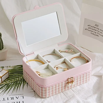 

Travel Jewelry Storage Box Makeup Organizer Jewelry Box for Jewelry Casket Earrings case Portable jewellry Packing Birthday Gift
