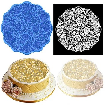 

3D Silicone Lace Mold Round Wedding Cake Decorating Tool Beautiful Flower Lace Fondant Mold Icing Mat Pad Pastry Baking Tool