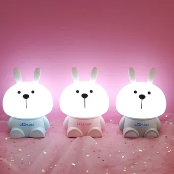 

Creative Silicone Cartoon Rabbit Pat Light USB Powered LED Bedroom Bedside Touch Night Light Kids Holiday Gifts Xmas Home Decor