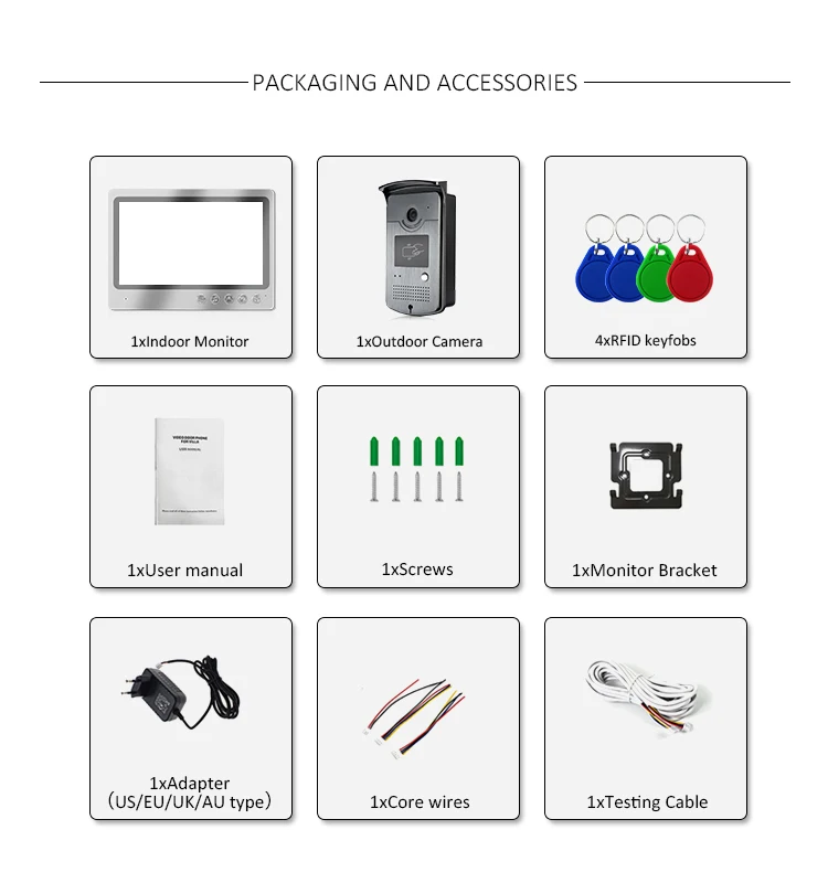 Home Intercom System RFID Keyfobs Villa Video Intercom System APP WIFI Door bell with Remote Unlock Control