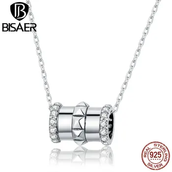 

BISAER Necklace 925 Sterling Silver Small Waist 45cm Adjustable Long Chain Link For Women Luxury Fine Jewelry Gift GXN405