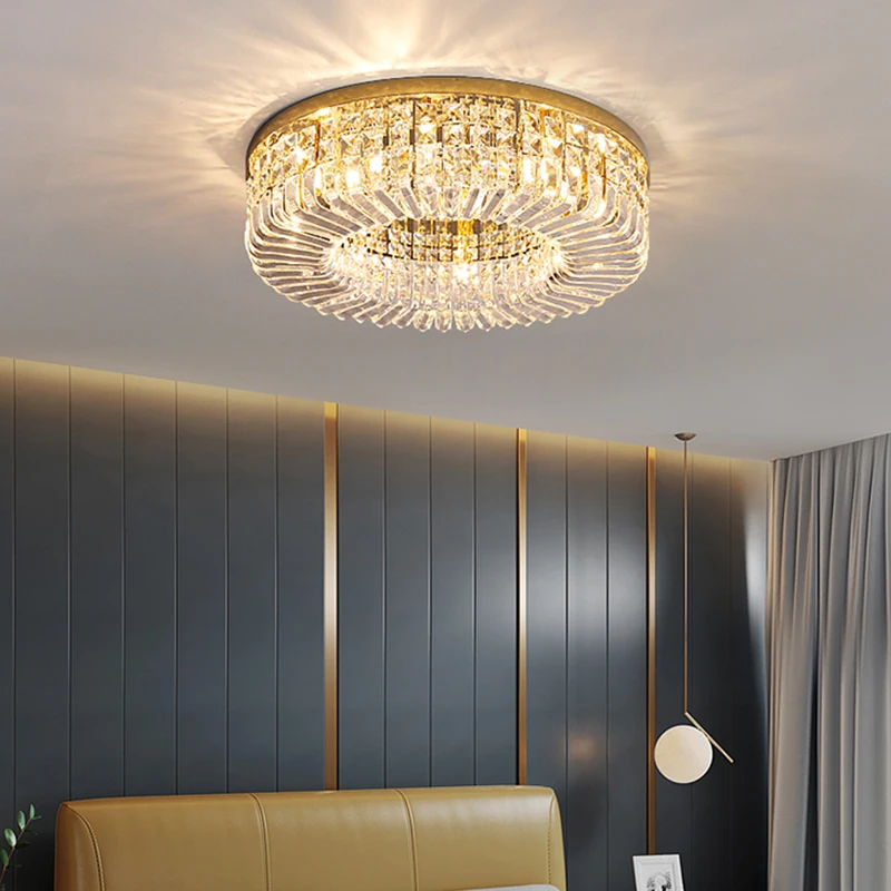 

LED Ceiling Lights Crystal Living room Warm/Cool Light Parlor Mordern Luxury Art Deco Lamp Silver Indoor lighting AC 90-260v