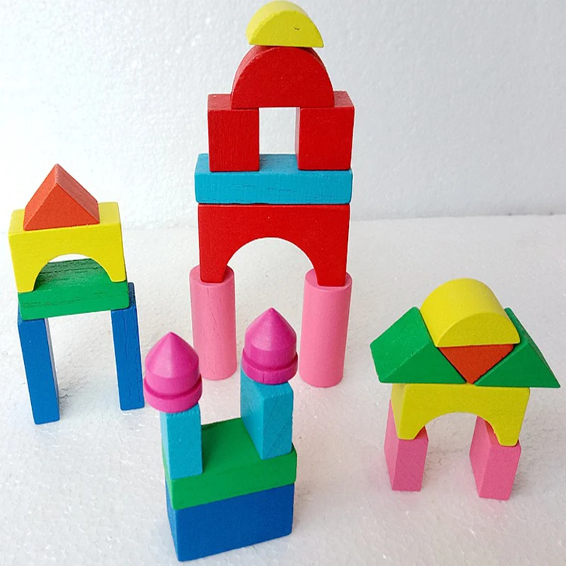 Детский деревянный Мини-замок строительные блоки геометрической формы развивающие игрушки игры экологически чистые