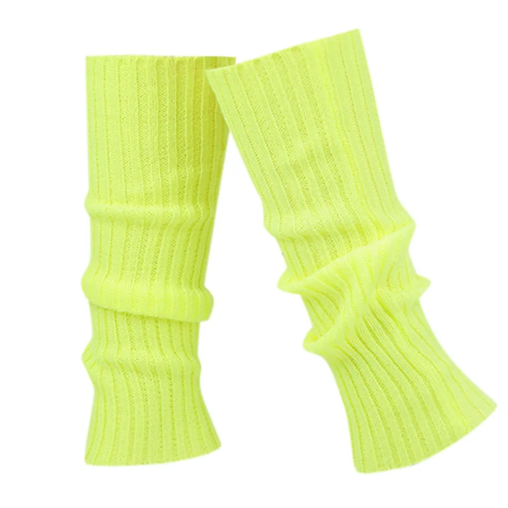 Чулки Женские Зимние гетры флуоресцентные цветные полосатые сапоги манжеты теплые вязаные гетры вечерние носки calentadores de pierna mujer