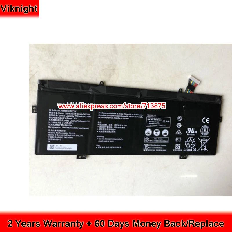 Натуральная 7,6 V 7410 мА/ч, 56.3Wh HB4593R1ECW Аккумулятор для Huawei MagicBook I5 8250U R5 2500U