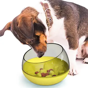 

Good-looking Newly designed Pet Supply Space Capsule Dog Shake Food Bowl Yellow