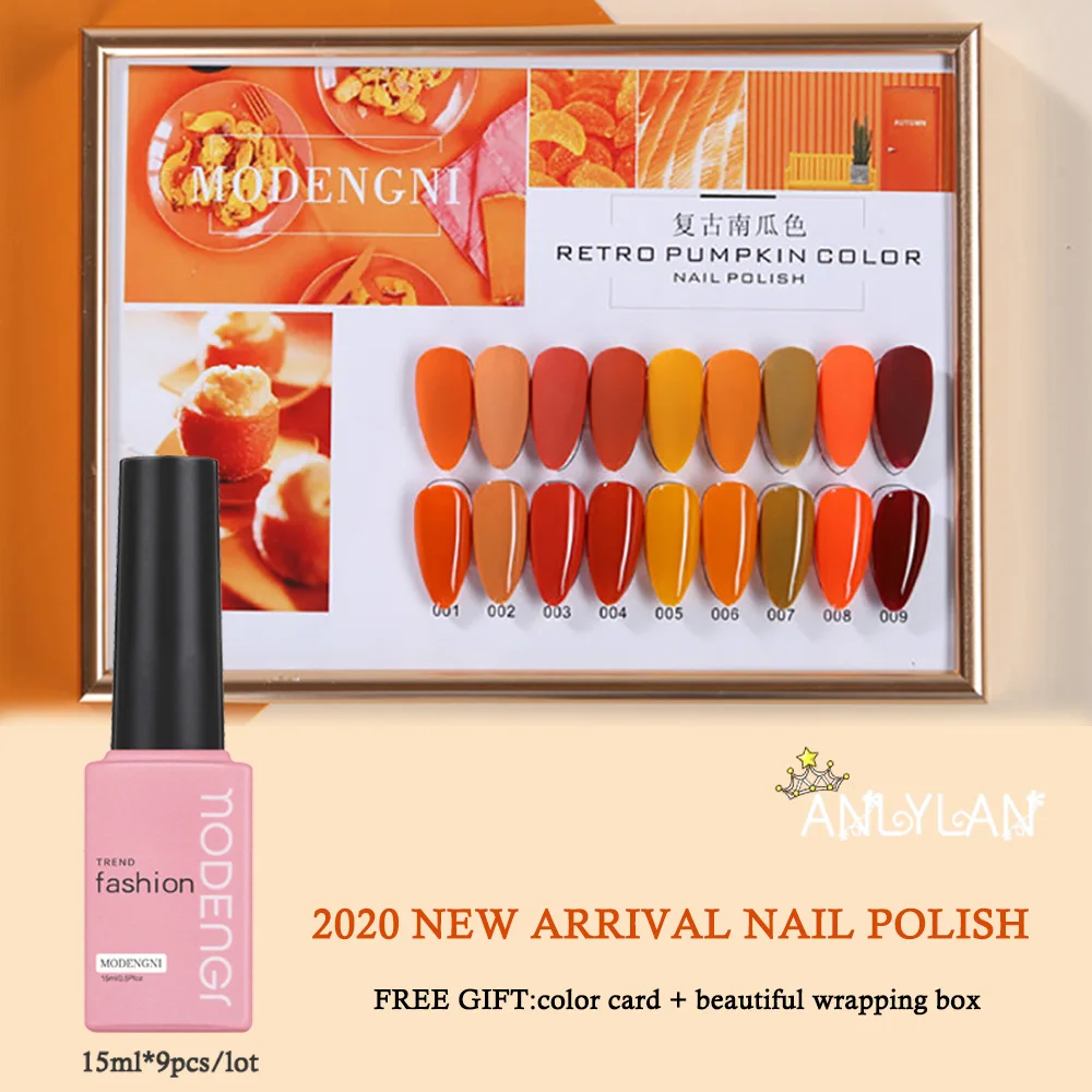 

2020 Fashion Nail Gel Polish Pumpkin Color UV Color Gel Vernish Long Lasting LED Base Coat Lacquer Nail Polish