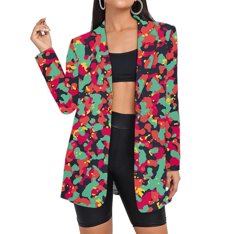Women Camouflage Blazers Suit Floral 