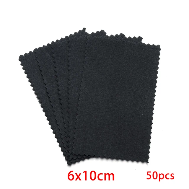 10-50pcs Polish Polishing Cloth Silver Color Cleaning  Polishing Cloth Soft Clean Wipe Wiping Cloth For Silver Gold Jewelry Tool Black 6x10 50Pcs