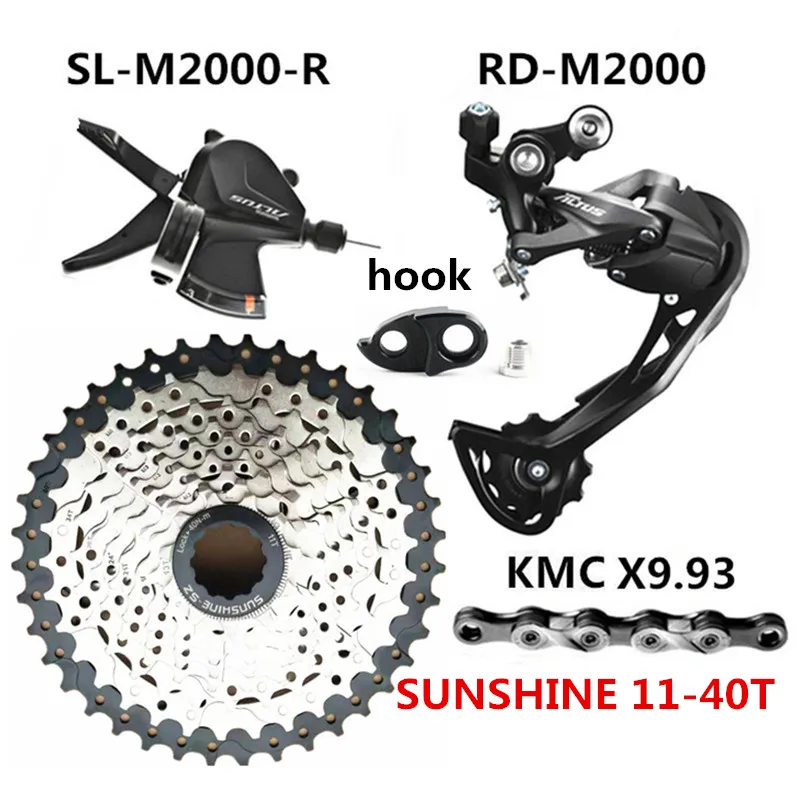 SHIMANO ALTUS M2000 относится к горному велосипеду 9/27 скорость RD-M2000, а затем циферблаты SUNSHINE 9S маховик KMC X9.93 9 Скорость Комплект - Цвет: Right 40T Kit