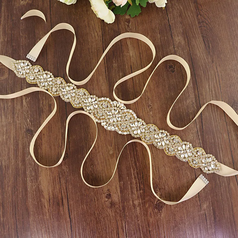 Trendy Belts Rhinestones Pearls Gold Wedding Belts Wedding Sashes Bridal Belt Sashes Wedding Accessories For Women Girl