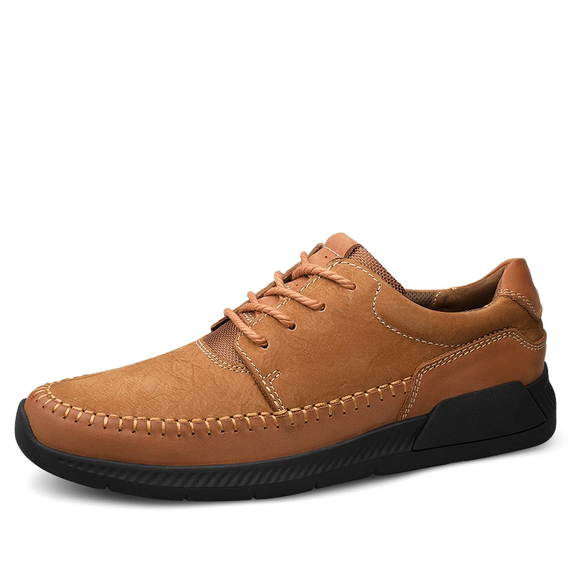 Коричневый New Leather Shoes Men's Flats Oxfords Shoes Fashion Design Men Causal Shoes Lace-Up Leather Shoes For Men Sneaker Oxford%2192 - Цвет: Коричневый
