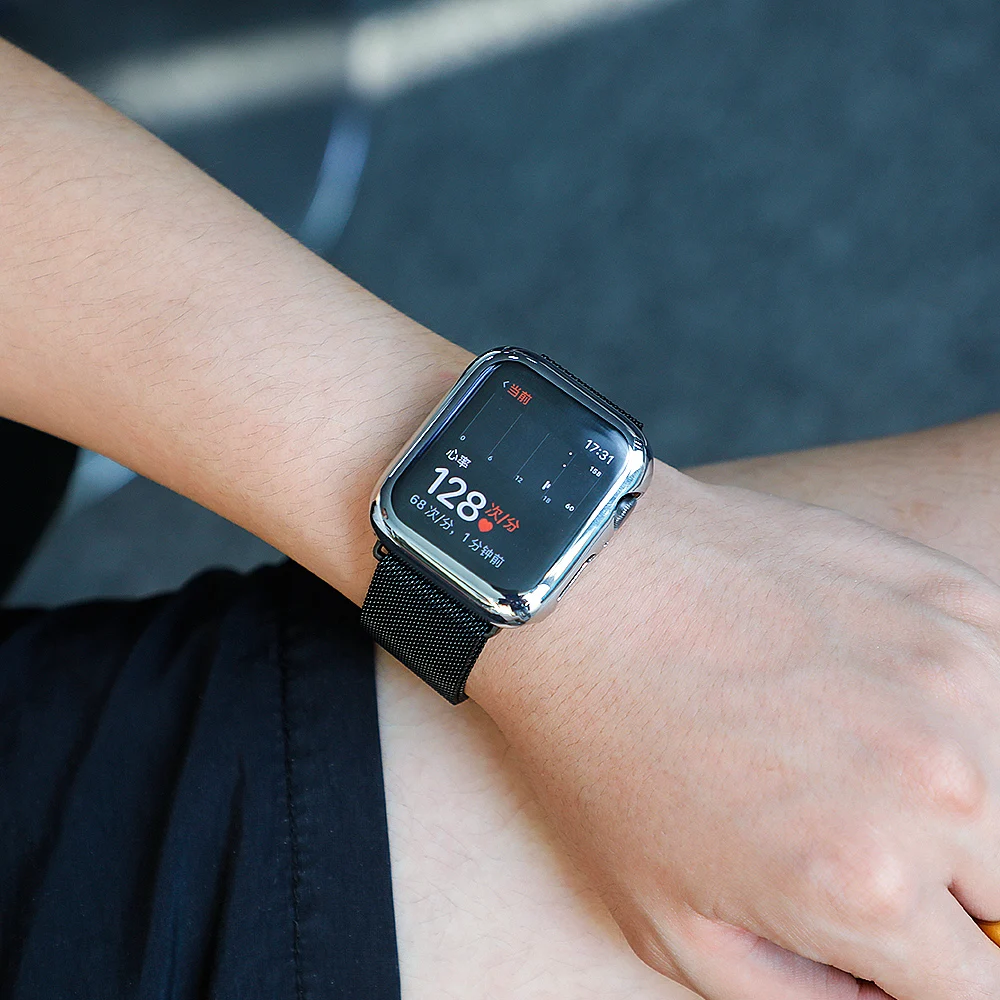 silver Защитный чехол на экран для apple watch 5, 40 мм, 44 мм, для apple watch 4, 3, 2, 1, чехол с защитой от падения, полный Чехол для apple watch series 4, 3, 2, 1 - Цвет: silver