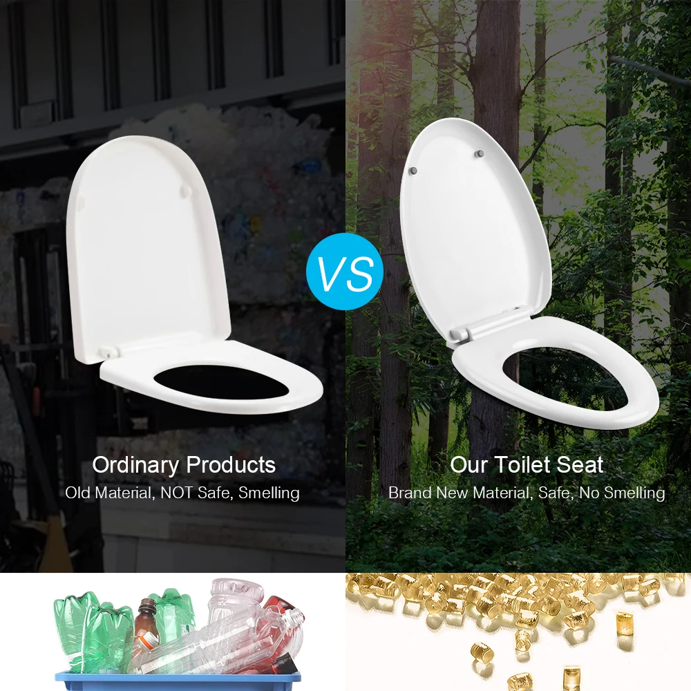 Bathroom Toilet Seat No Smelling Quiet Close Adjustable Distance Toilet Seats with Lid Easy to Install& Clean