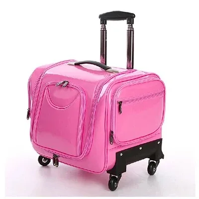 women leather makeup box carry on large capacity Cosmetic case bag beauty suitcase - Цвет: leather