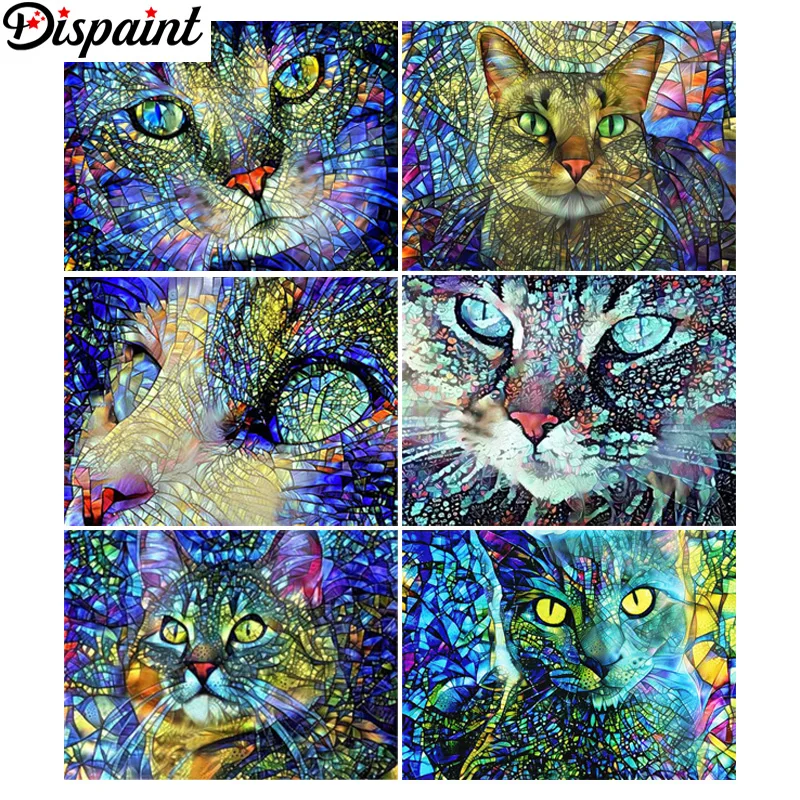 

Dispaint 3D Diamond Painting "Blue cat animal" DIY Full Rhinestones Drill Cross-stitch Kits Square Round Diamond Embroidery