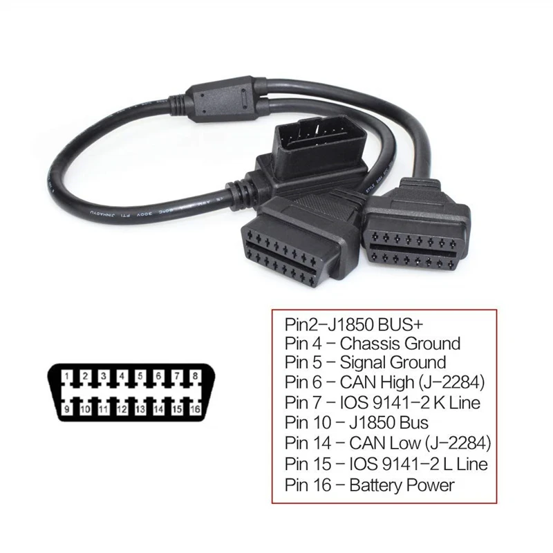 Автомобильные аксессуары OBD2 кабель с 16 контактами под прямым углом Мужской и Женский y-разветвитель удлинительные кабели совместимый диагностический инструмент