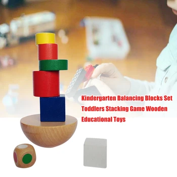 

Stacking Game Colorful Interactive Table Kindergarten Smooth Balancing Blocks Set Gift With Bag DIY Wooden Educational Toys Dice