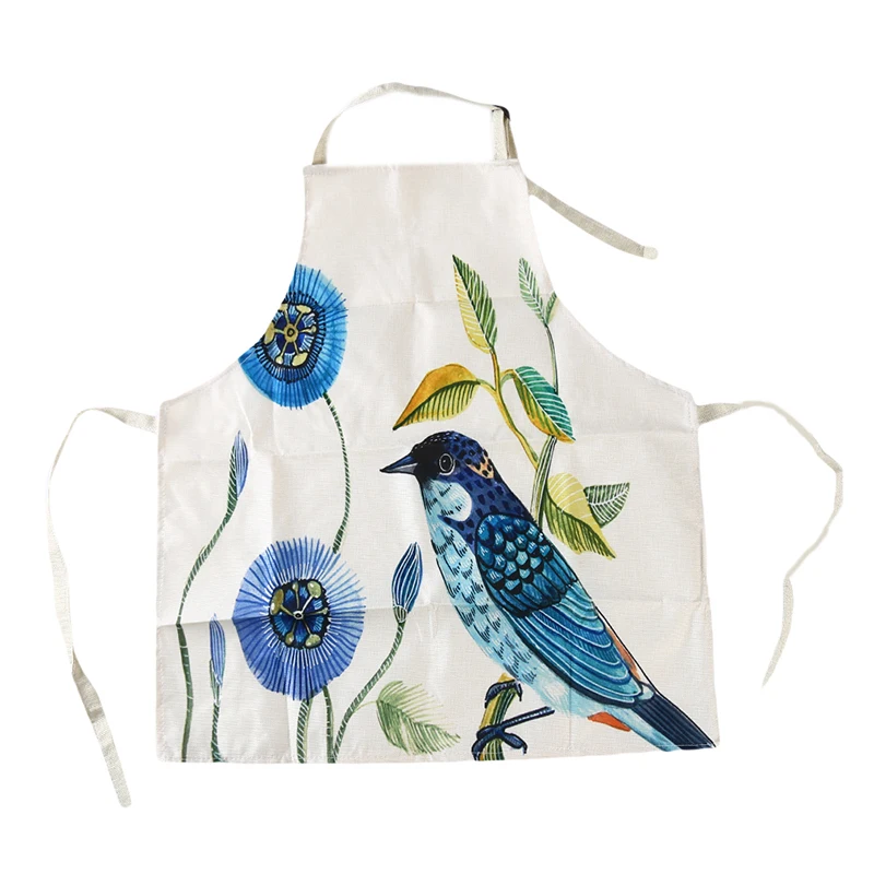 New Japanese Cute Bird Printing Brief Adult Apron Kitchen Baking Cooking Accessories Bib Aprons