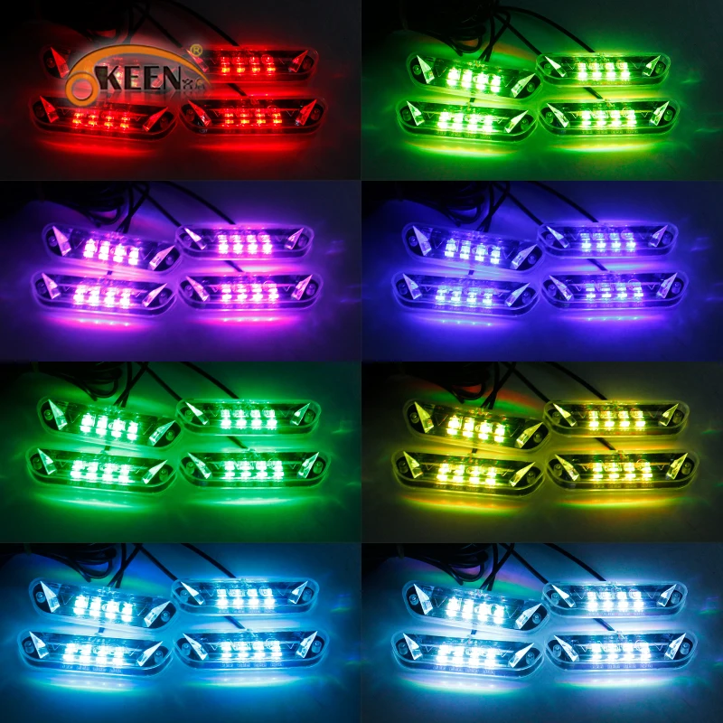 4 шт. Автомобильный светодиодный светильник для интерьера 5050 RGB светодиодный декоративный светильник музыкальный режим с радиочастотным пультом дистанционного управления