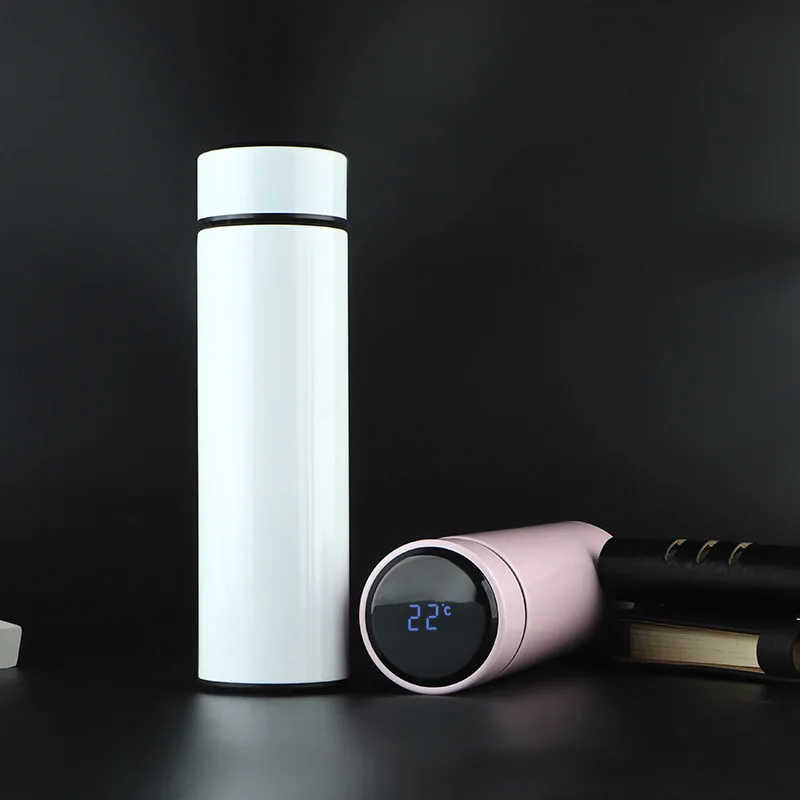 480ML White Термос-чашка с термоизоляцией объемом 480 мл, термос, Термокружка с ЖК-дисплеем, походная чашка из нержавеющей стали 304, велосипедная бутылка - Цвет: 480ML White