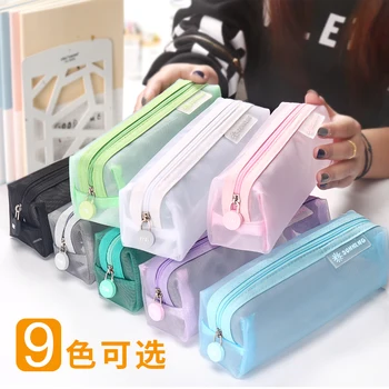 

High quality Transparent pencil case Exam student Mesh stationery bag Student pencil box Cute large capacity Kawaii