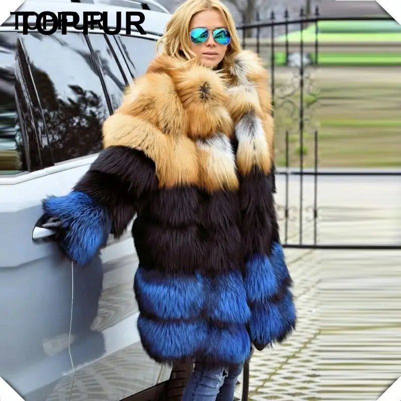 TOPFUR Новое поступление шубы из натурального меха Красной лисы для женщин высокое качество натуральный мех Красной лисы верхняя одежда Большая распродажа Толстая теплая длинная парка