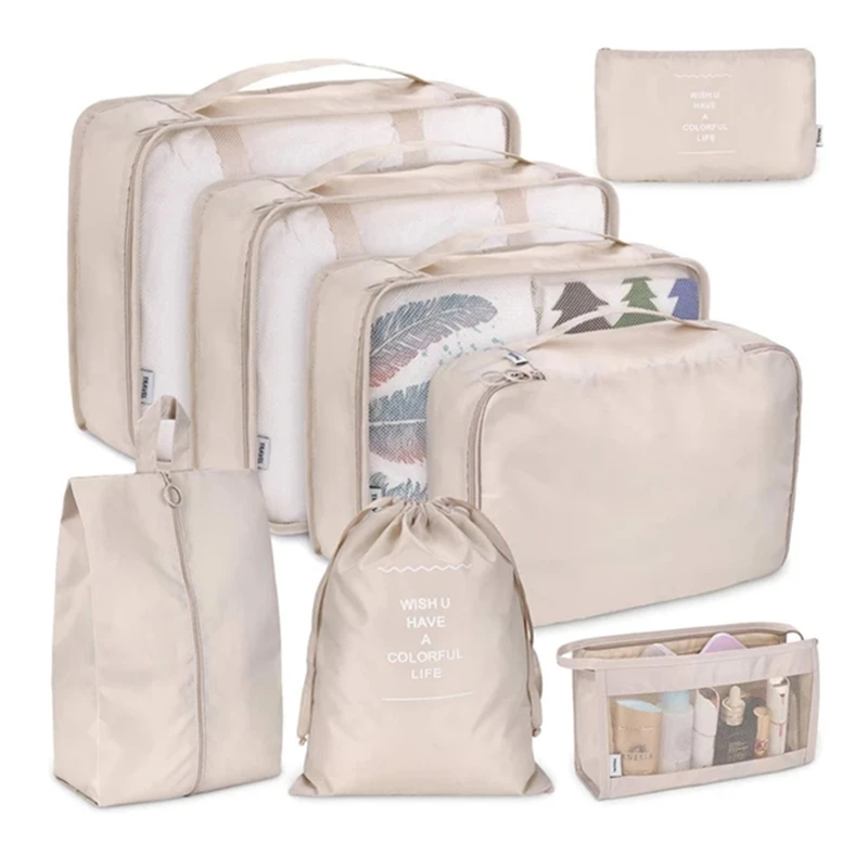 8Pcs/set Large Capacity Luggage Storage Bags For Packing Cube Clothes Underwear Cosmetic Travel Organizer Bag Toiletries Pouch storage bag travel organizer