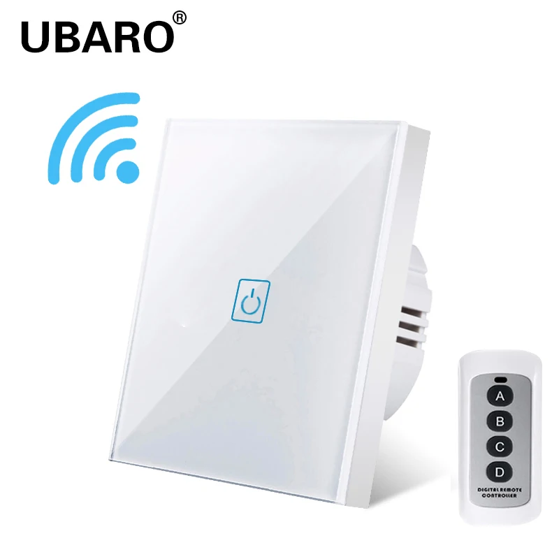 

UBARO EU/UK Standard 1/2/3 Gang Wireless Remote Control Light Touch Switches, Smart Home RF433 Remote Control Wall Switch