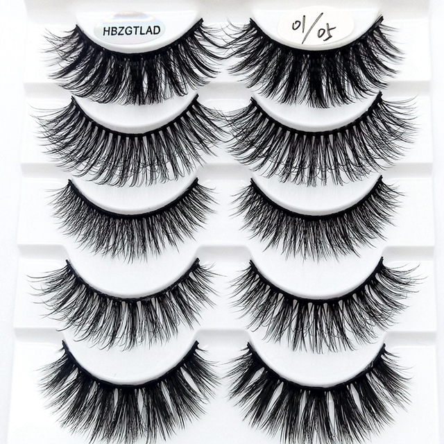 5 pairs 3D mink false eyelashes natural makeup eyelash extension long cross volume soft fake eye lashes winged faux cils