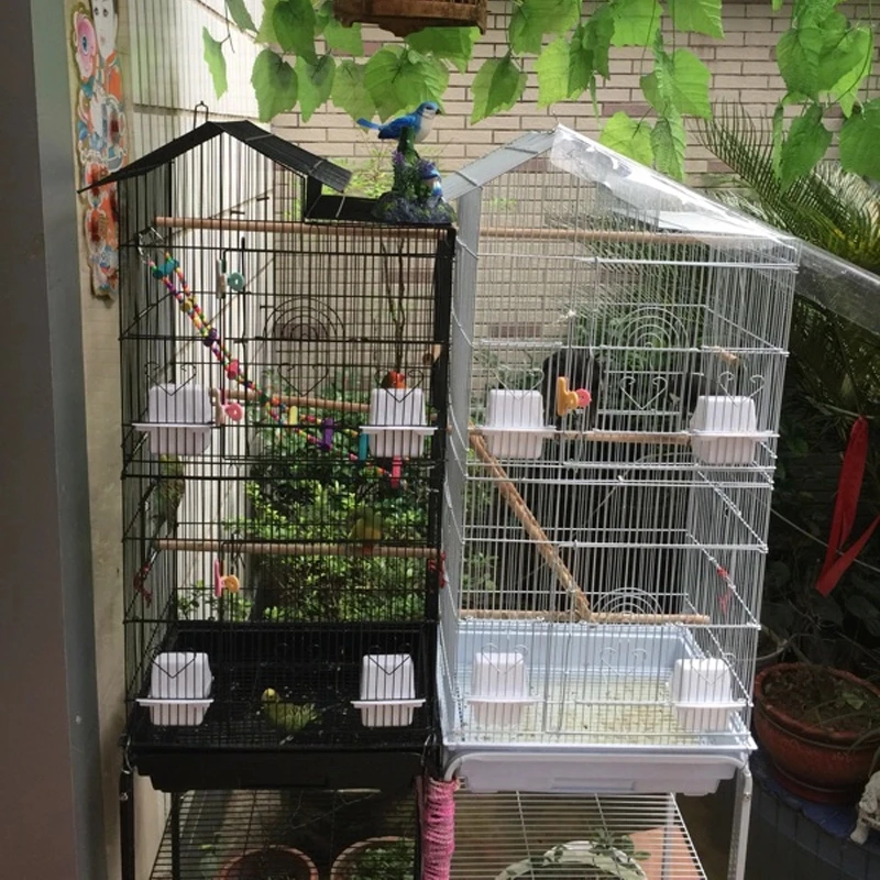 

Steel Bird Parrot Cage Canary Parakeet Cockatiel with Wood Perches Food Cups VJ-Drop