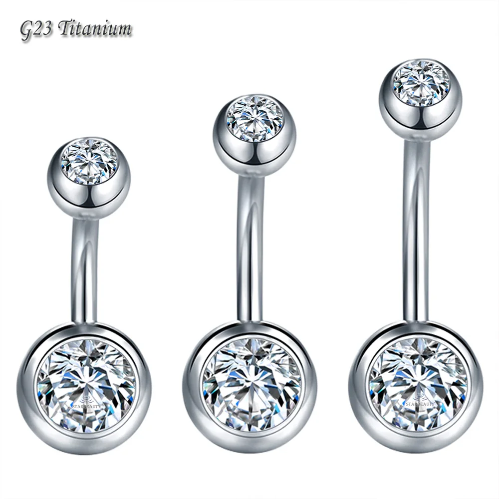 Piercing Ombelico In Titanio - 1,6x10mm Con Zirconi 8mm+5mm, Hypoallergenico, Vari Colori - Foto 4