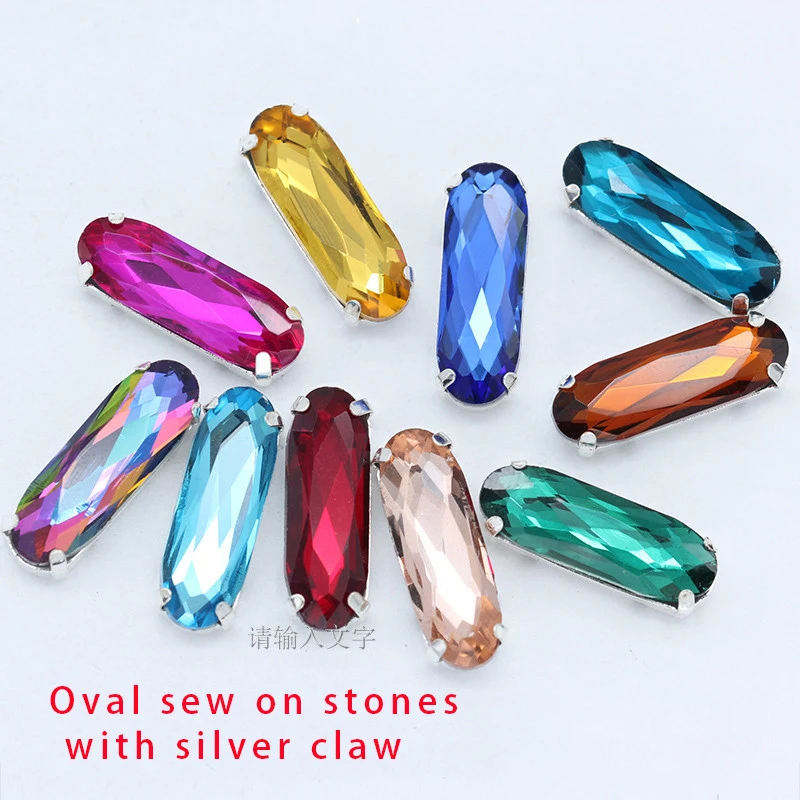 5x15mm 7x21mm oval rectangle sparking crystal glass stone sew on rhinestone jewel 4 holes button beads crafts wedding dress trim | Украшения